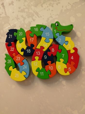 Puzzle serpent bois chiffres et lettres