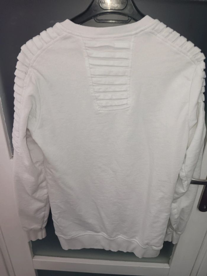 Sweatshirt blanc taille L à épaules côtelées - photo numéro 2