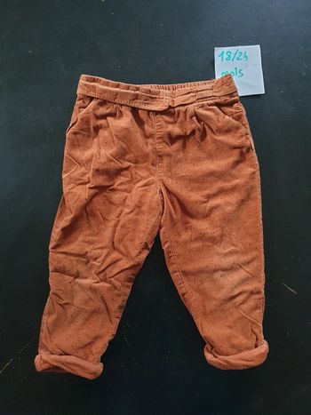 Pantalon velours côtelé doublé à pois