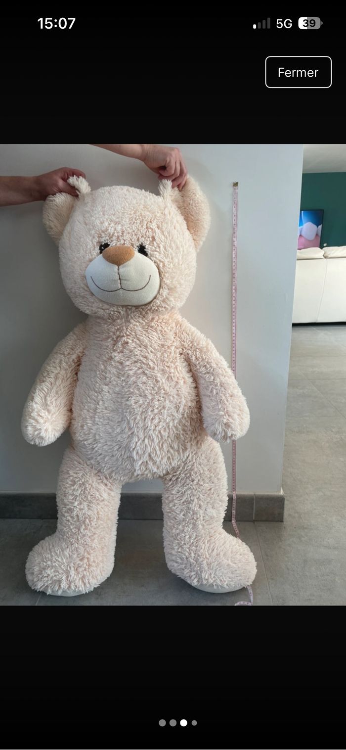 Grand ours en peluche XXL beige – peluche géante douce - photo numéro 3