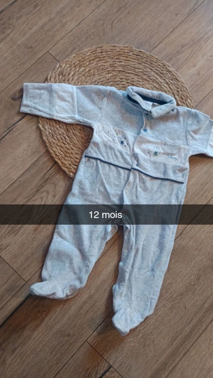 Pyjama velours 12 mois 74 cm aubisou