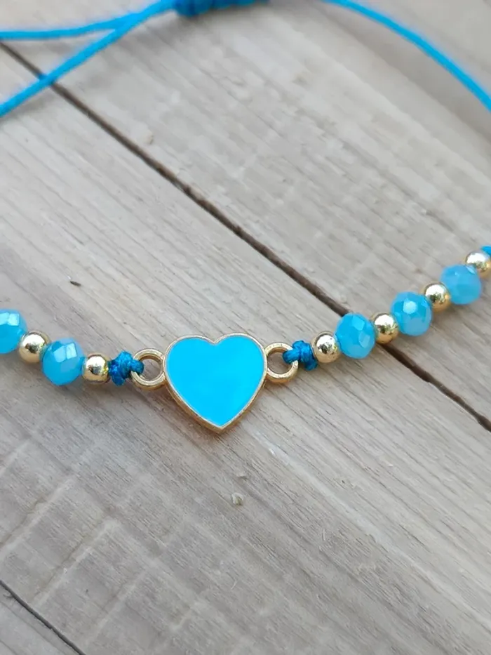 Bracelet cœur Bleu ajustable - photo numéro 2