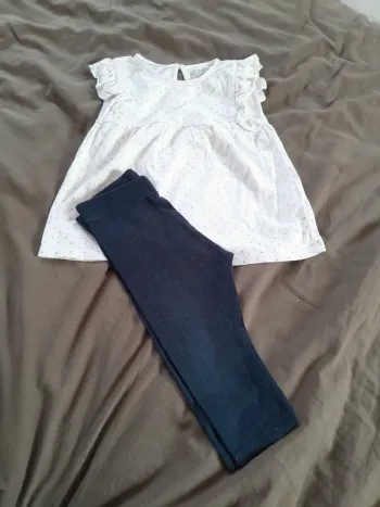 Lot T-shirt  + legging 12 mois fille kiabi