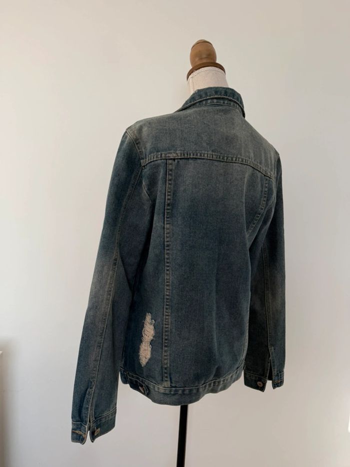 Veste jean vestido M bleu denim manches vest manteau blouson Giacca chaqueta destroy jacket jas - photo numéro 2