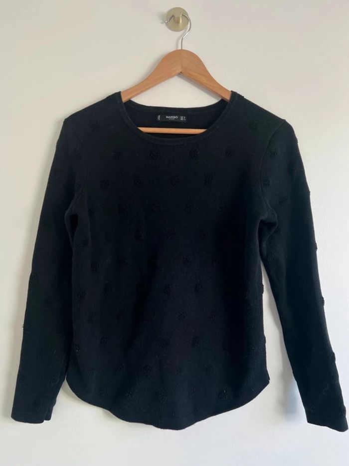 Sweat noir à pois Mango