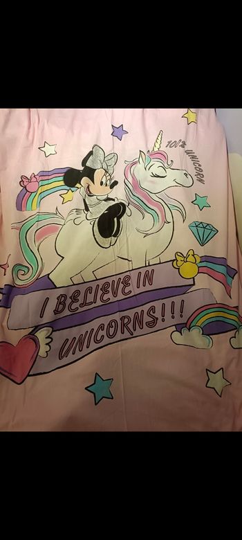 Housse de couette enfant Minnie Mouse sur Licorne 🦄 et arc en ciel 🌈