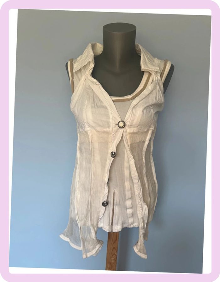 Ensemble OHDD – Gilet soie & débardeur assorti – Taille 44/46