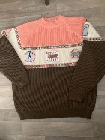 Pull Blanc Bleu vintage