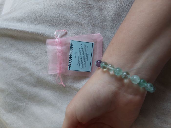 Bracelet en pierre naturelle – Fluorite - fait main - avec la carte de propriété, lithothérapie - photo numéro 6
