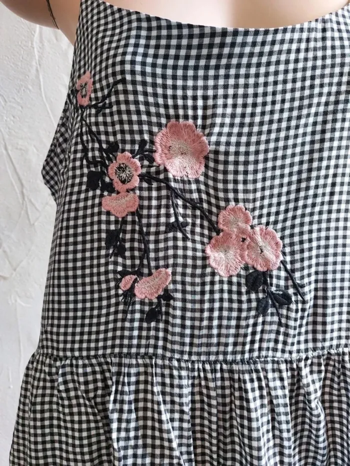 Blouse Vichy à Fleurs Brodées Taille 42 - photo numéro 2