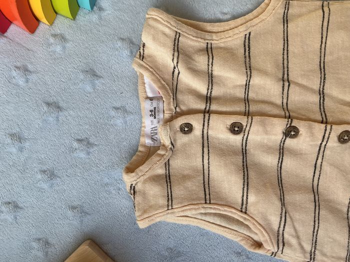 combinaison salopette débardeur beige rayé noir 3/6 mois zara - photo numéro 6