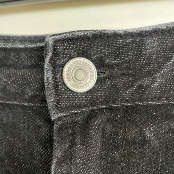 Jean droit noir Stradivarius taille 42 coupe large D92 denim brut délavé V063 - photo numéro 4