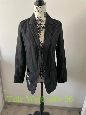 Veste blazer à manches longues noir à rayures gris Tally Weijl taille 36