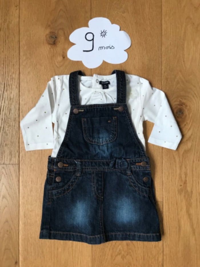 Ensemble robe salopette & tee shirt kiabi 9 mois