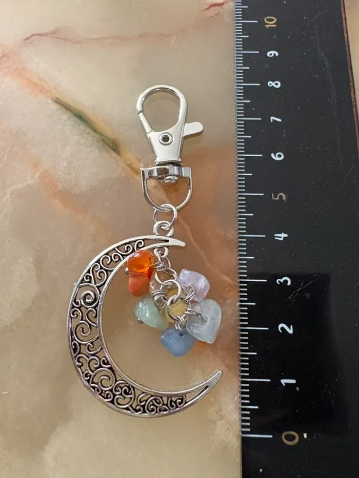Porte clé lune avec pierres - photo numéro 3