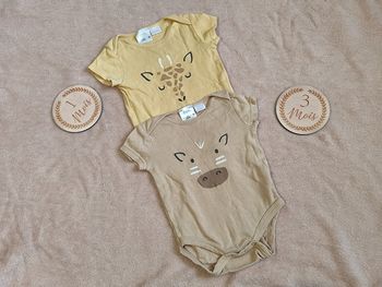 2 bodies manches courtes, Zara, 1-3 mois 👣