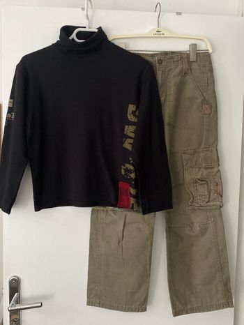 ZARA pantalon cargo 9/10 ans + col roulé noir 10/12 ans