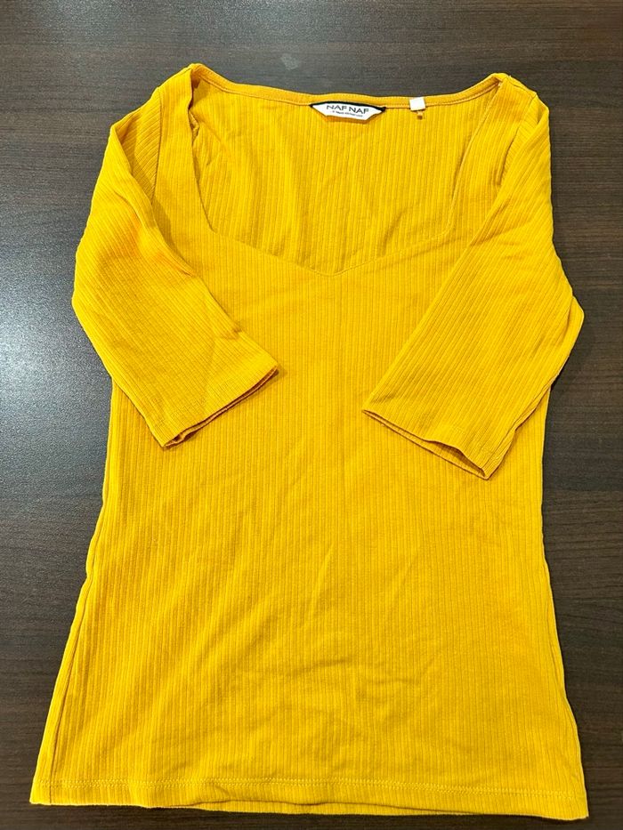 T-shirt 3/4 moutarde Nafnaf - photo numéro 2