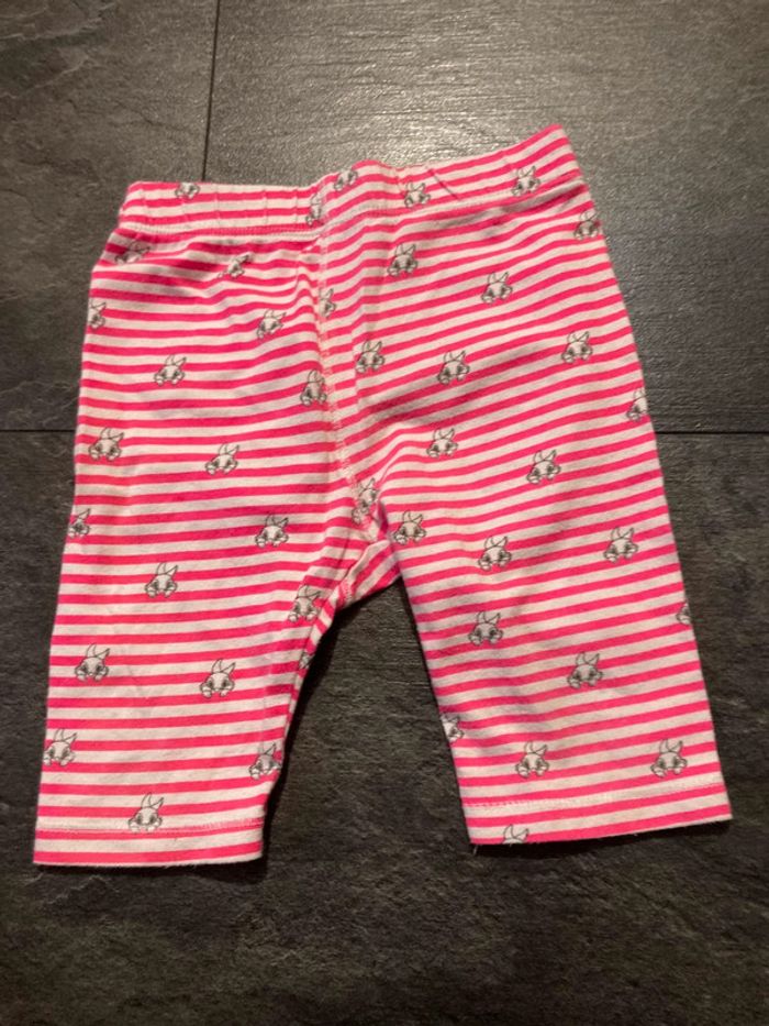 Legging blanc rayé rose