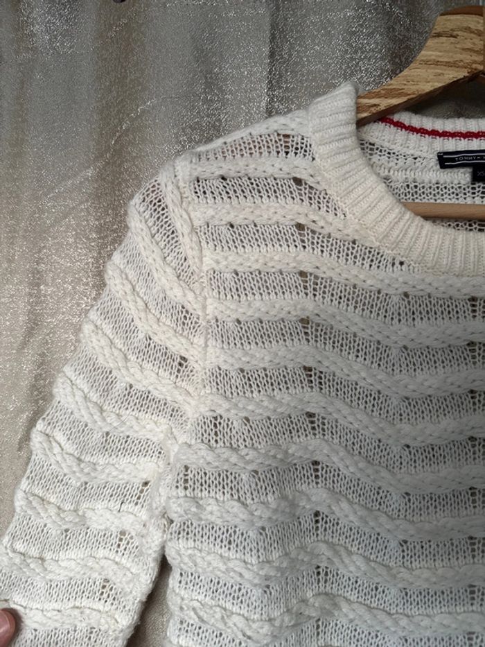 Pull ajouré Tommy Hilfiger femme – blanc cassé – Taille XS - photo numéro 5