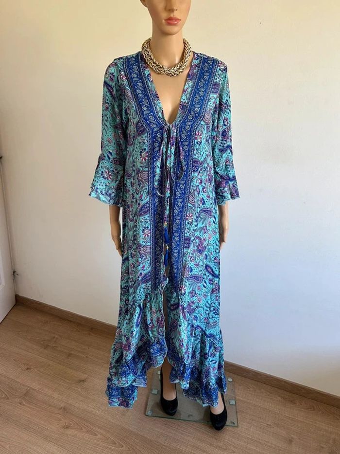 Kimono long imprimé neuf en soie taille unique - photo numéro 3