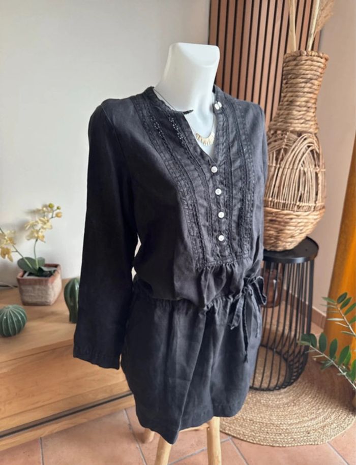 Robe noire en lin - photo numéro 3