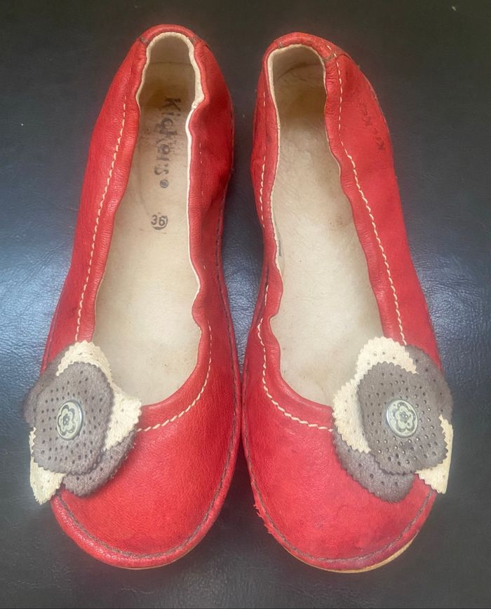 Ballerines cuir »Kickers »rouges - photo numéro 4
