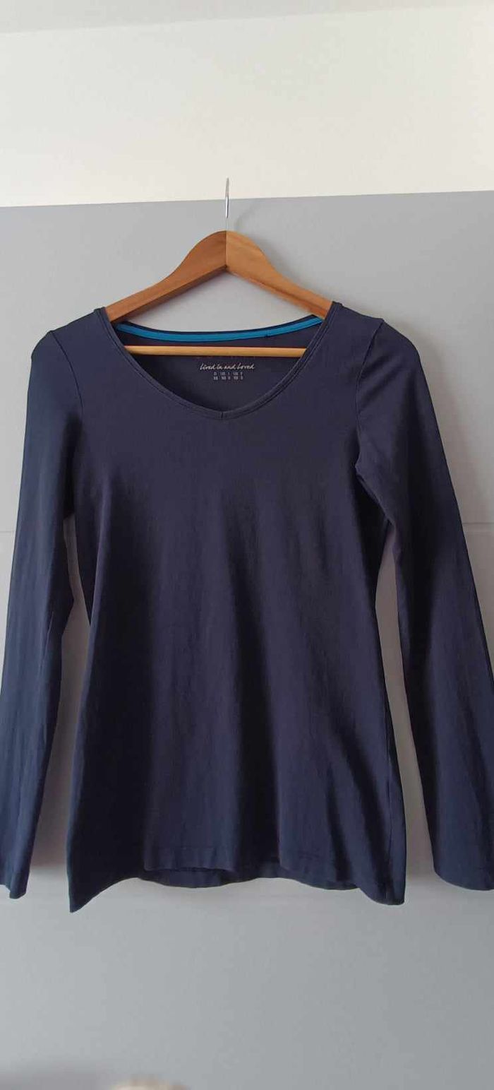 T-shirt bleu marine manches longues col V "ESPRIT" Taille S