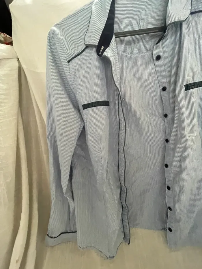 Chemise rayée Pimkie – T.S, blanche et bleue - photo numéro 4