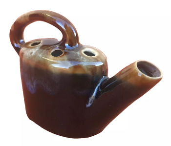 Années 1950 Bouquetière / Pique fleurs forme arrosoir Grès flammé