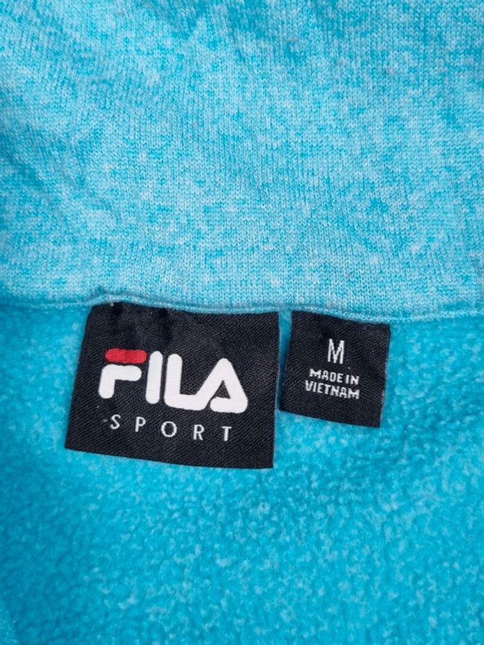 Pull à capuche Fila 1/4 Zip turquoise – Taille M Femme (mesures en photos) - photo numéro 6