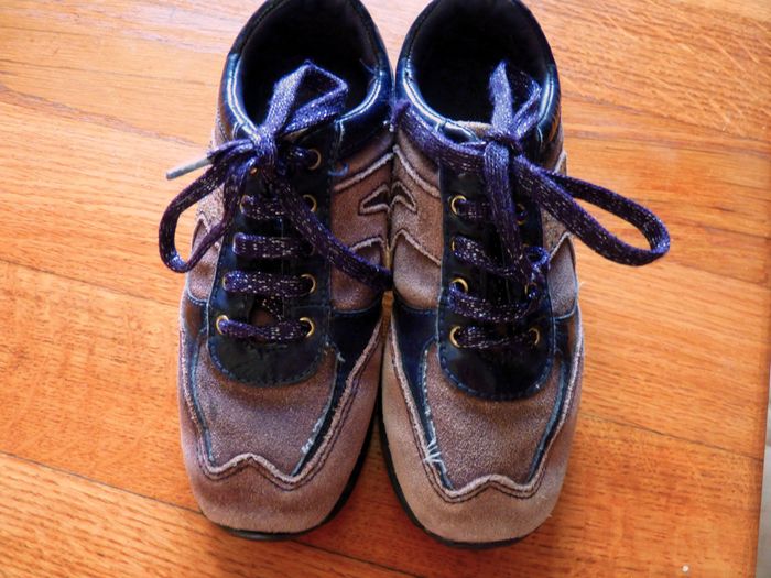 Chaussure cuir fille Geox 29 ballerine + baskets beige violet lot TBE - photo numéro 6