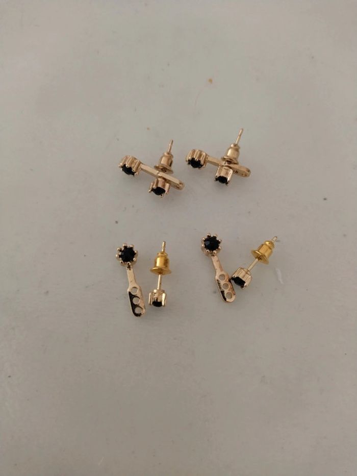 Lot de 4 boucles d'oreilles dorées et noires