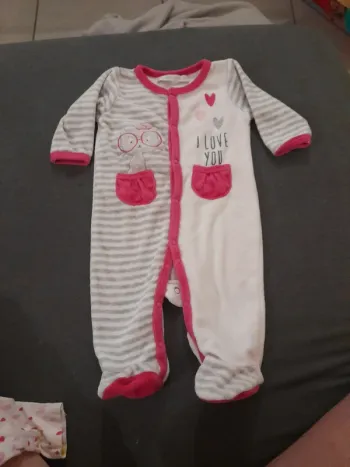 Pyjama i love you rose et gris baby by gemo 3 mois