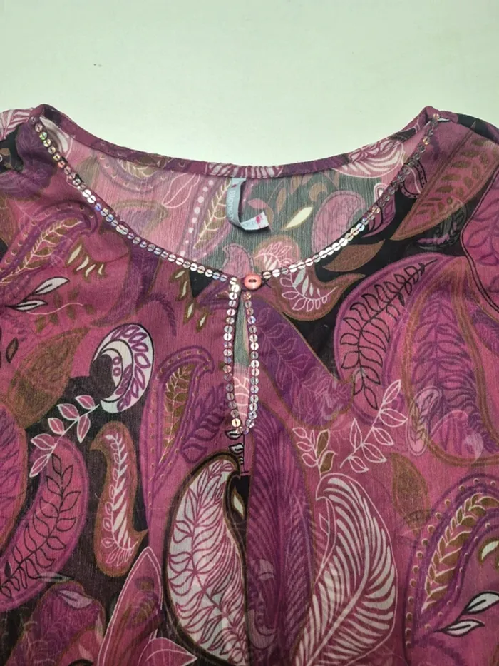 Haut rose motif feuille - photo numéro 4