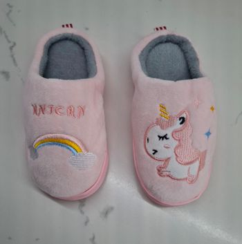 Pantoufle  Licorne rose gris fille