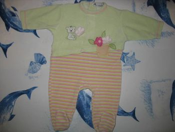 DORS BIEN VERT BAS RAYÉ BÉBÉ FILLE "NUIT D’ÉTOILES" - 3  MOIS - n°03