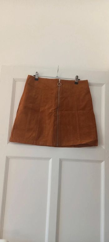Jupe pimkie à fermeture éclair brune effet daim, suédine 40