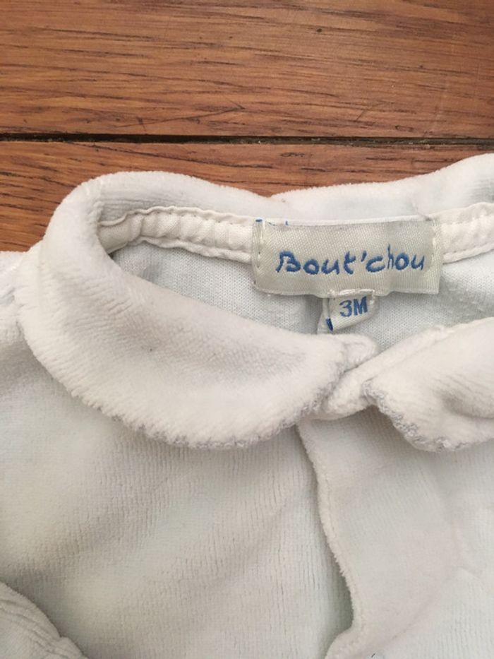 Pyjama Boutchou 3 mois velours bleu ciel - photo numéro 2