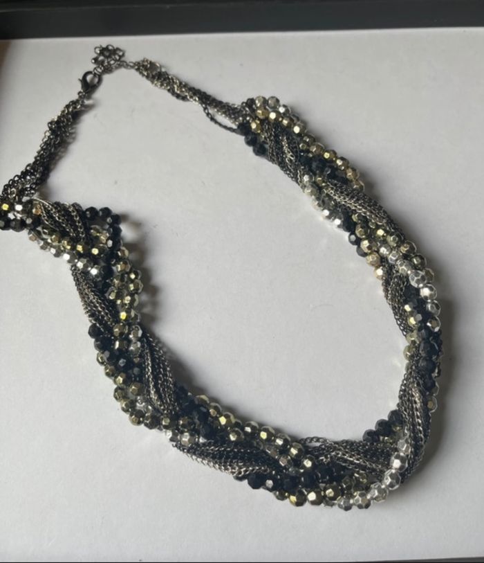 Joli collier fantaisie, noir gris G - photo numéro 7