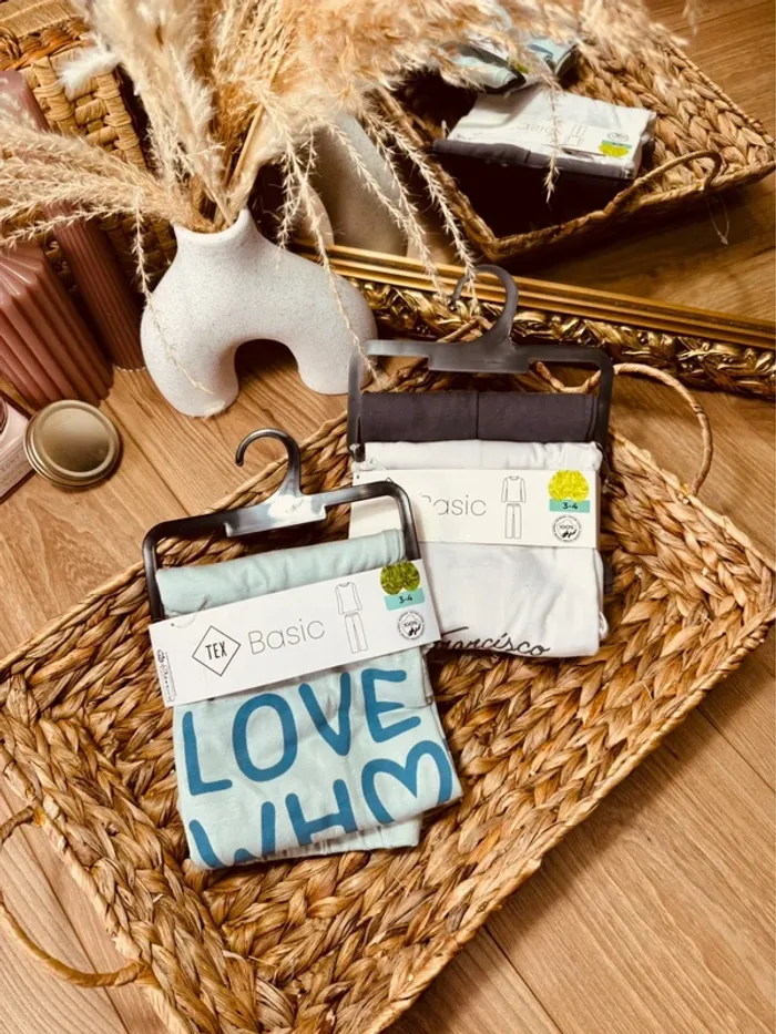 Taille 3-4 ans lot de 2 pyjamas 2 pièces coton fin fille Tex bleu gris Neufs 🌸