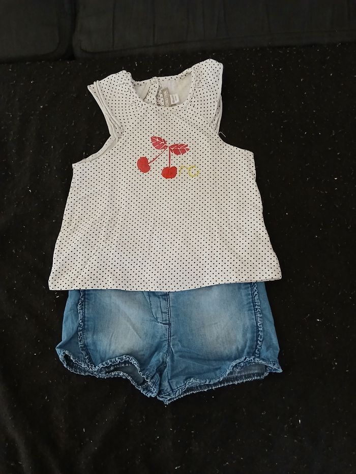 Ensemble été short/haut 18 mois fille - photo numéro 2