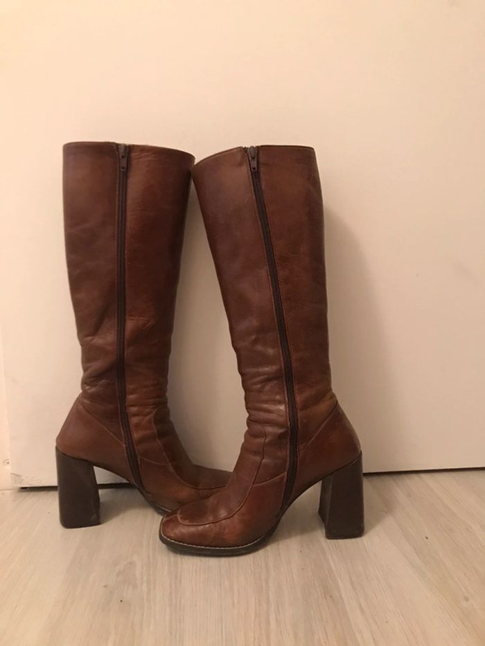 Bottes hautes bout carré marron Jonak - photo numéro 2