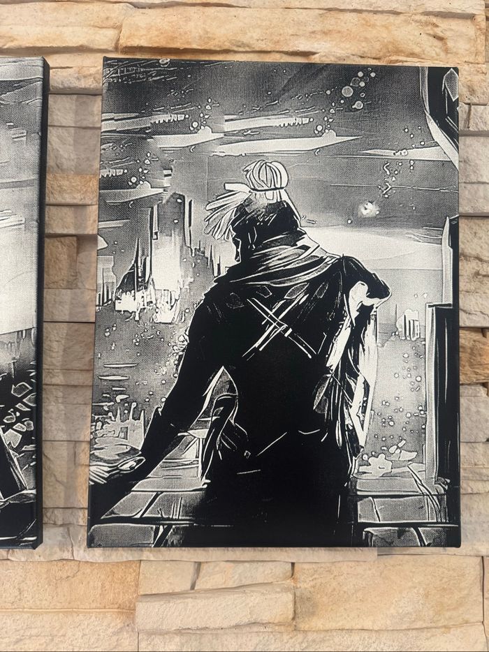 Lot de 2 tableaux Jinx et Ekko scène mythique Arcane en toile 30x40cm - photo numéro 5