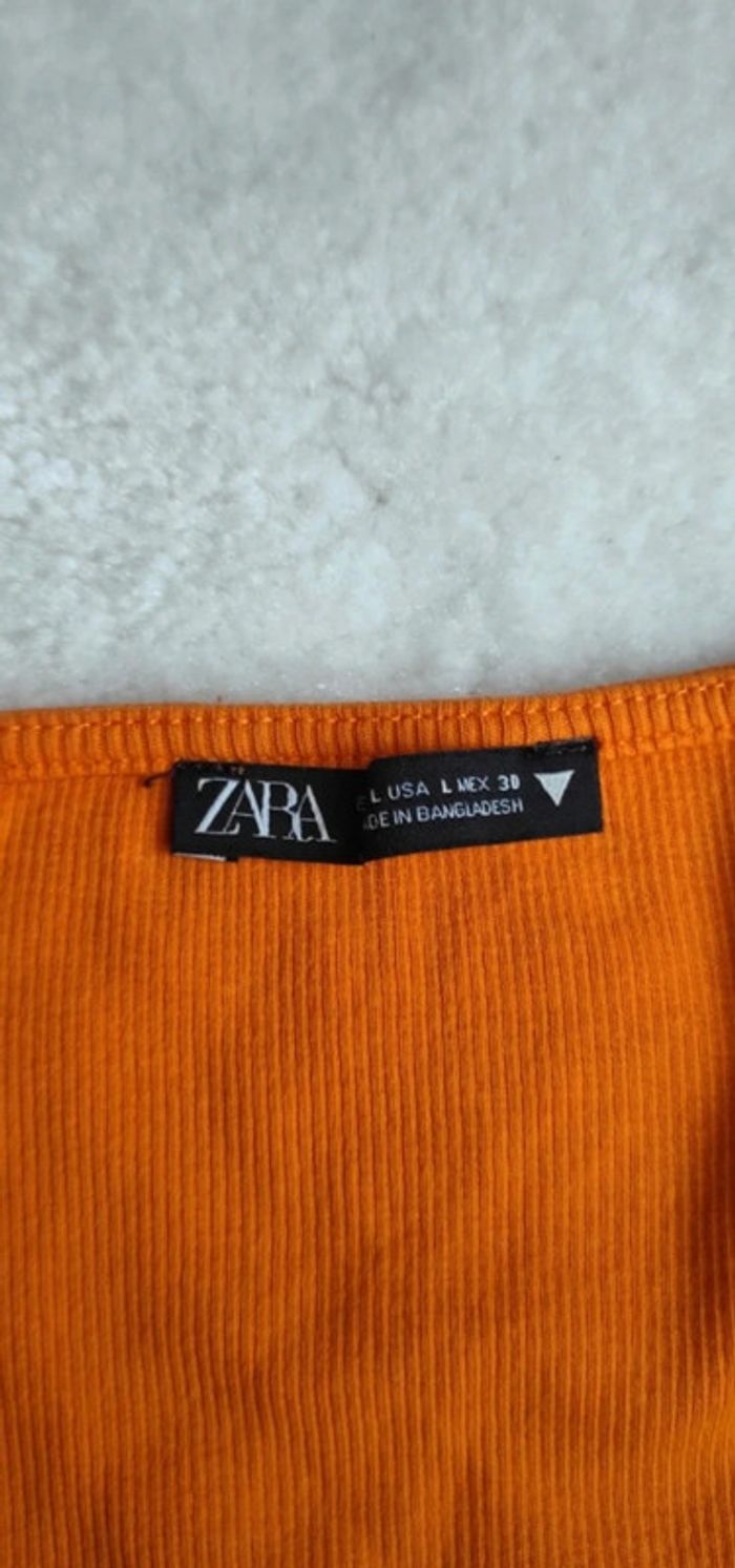 Croc top Zara orange L coton élasthanne - photo numéro 7