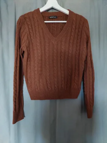Pull marron torsadé Shein – Taille M – Très peu porté