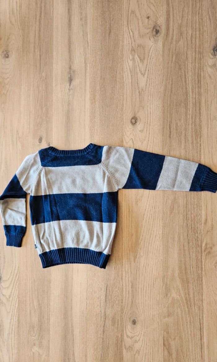 Pull col rond, beige et bleu, taille 2 ans, Okaïdi . - photo numéro 3