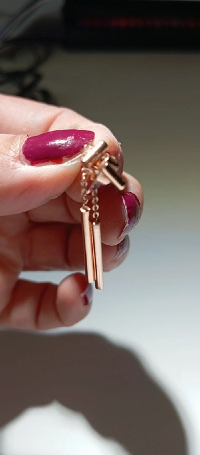 Boucles d'oreilles rose doré - photo numéro 3