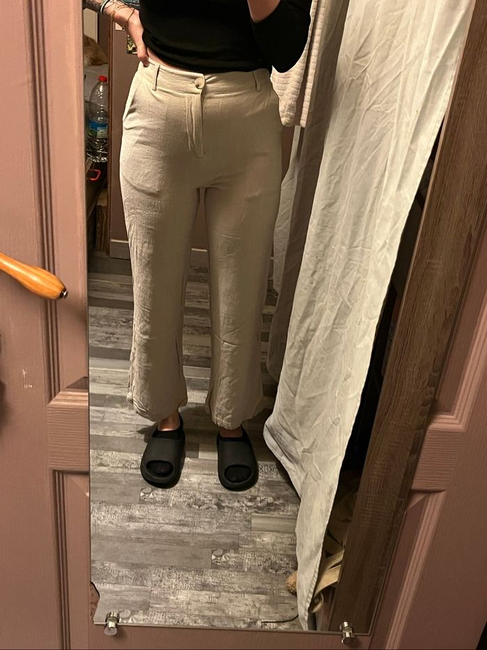 Pantalon en lin beige