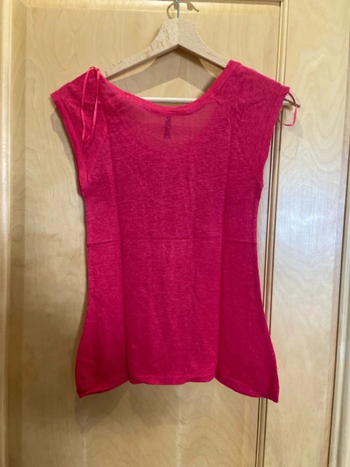 Teeshirt en lin a strass fuchsia undiz - photo numéro 3